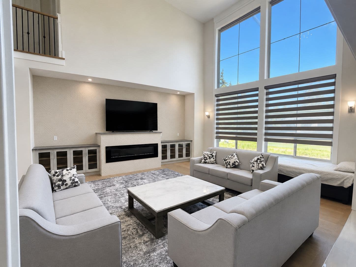 Luxury living room with fireplace