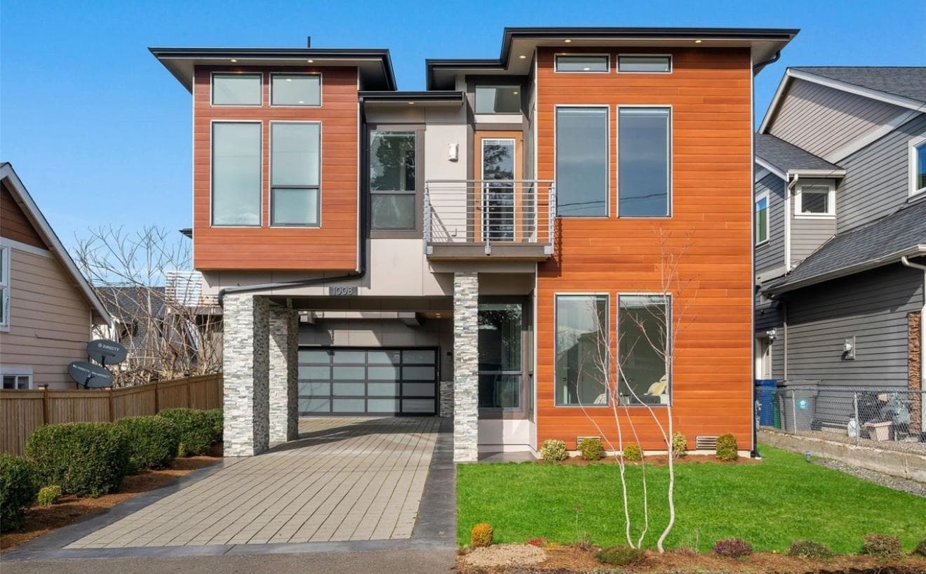 Contemporary custom home with cedar accents